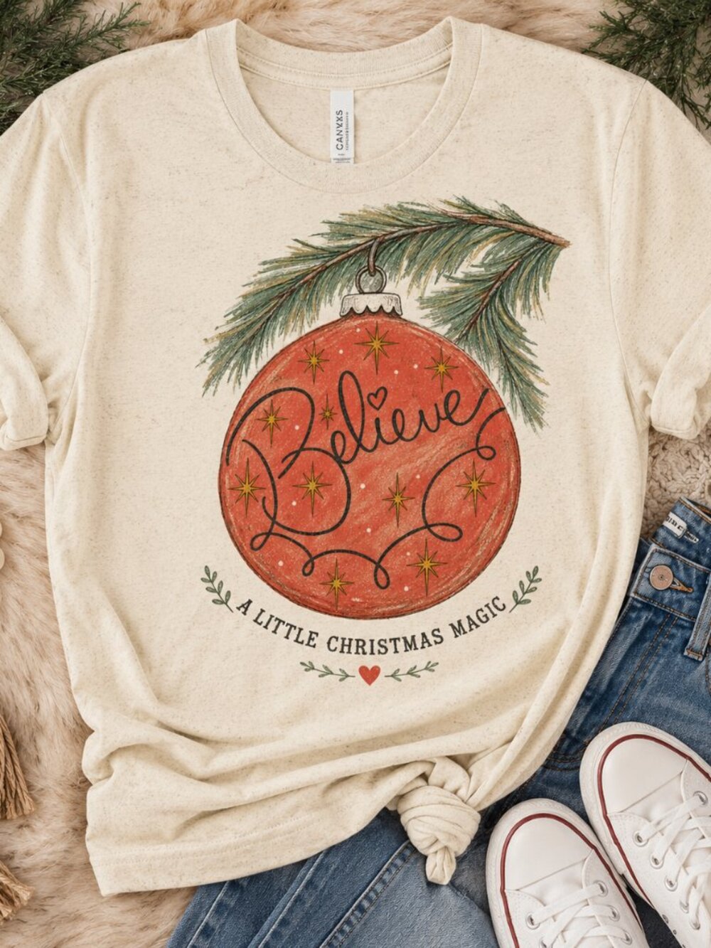 Believe Christmas DTF Printed Tee